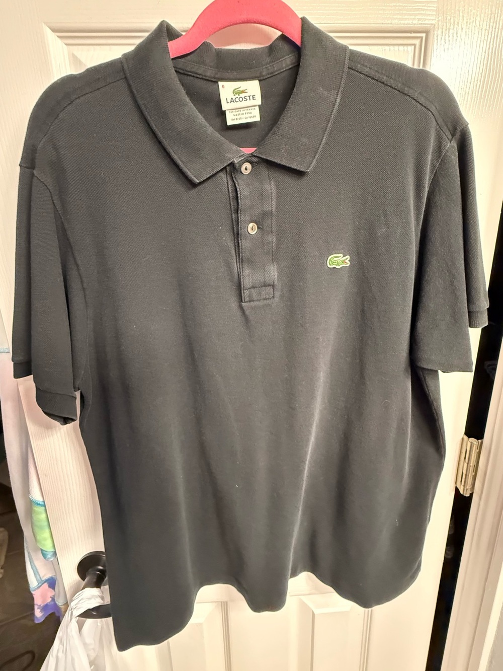Xl Lacoste Men’s Black Polo Shirt with Green Crocodile Logo size 6